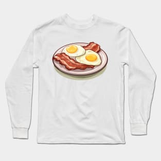 Bacon and fried egg in plate Long Sleeve T-Shirt